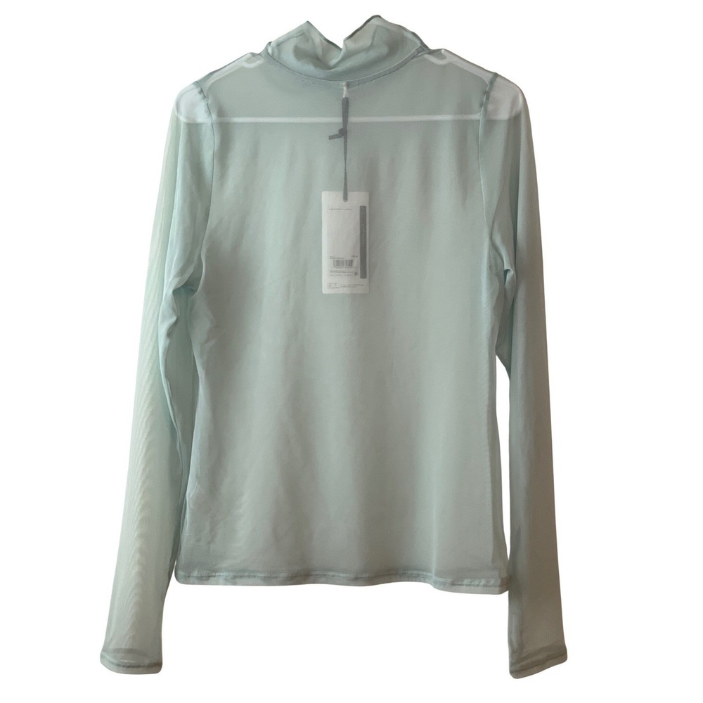 Calia Draped Funnel Long Sleeve Women's XL Smoked Turquoise Sheer Mesh Thumbhole - Picture 11 of 13